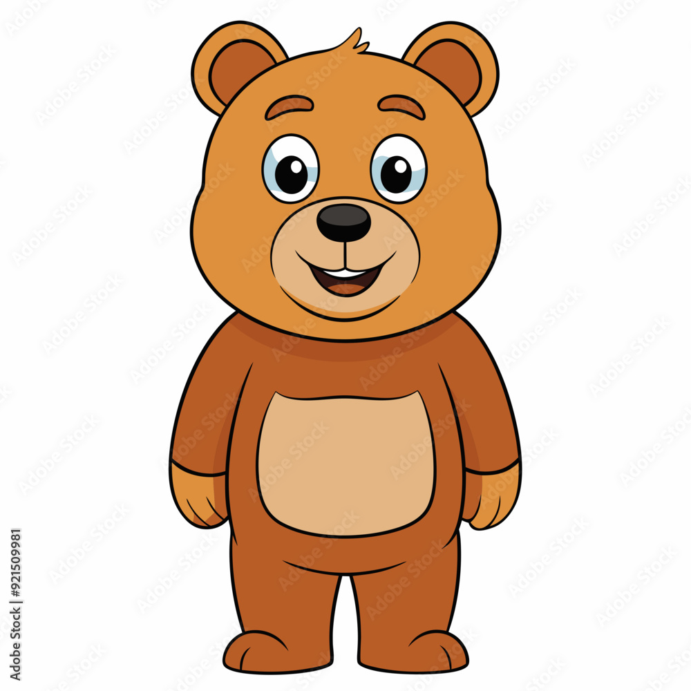Obraz premium Bear isolated on white, bear vector illustration, Animal vector art, bear silhouette, teddy bear vector icon, brown bear cartoon line art, eps