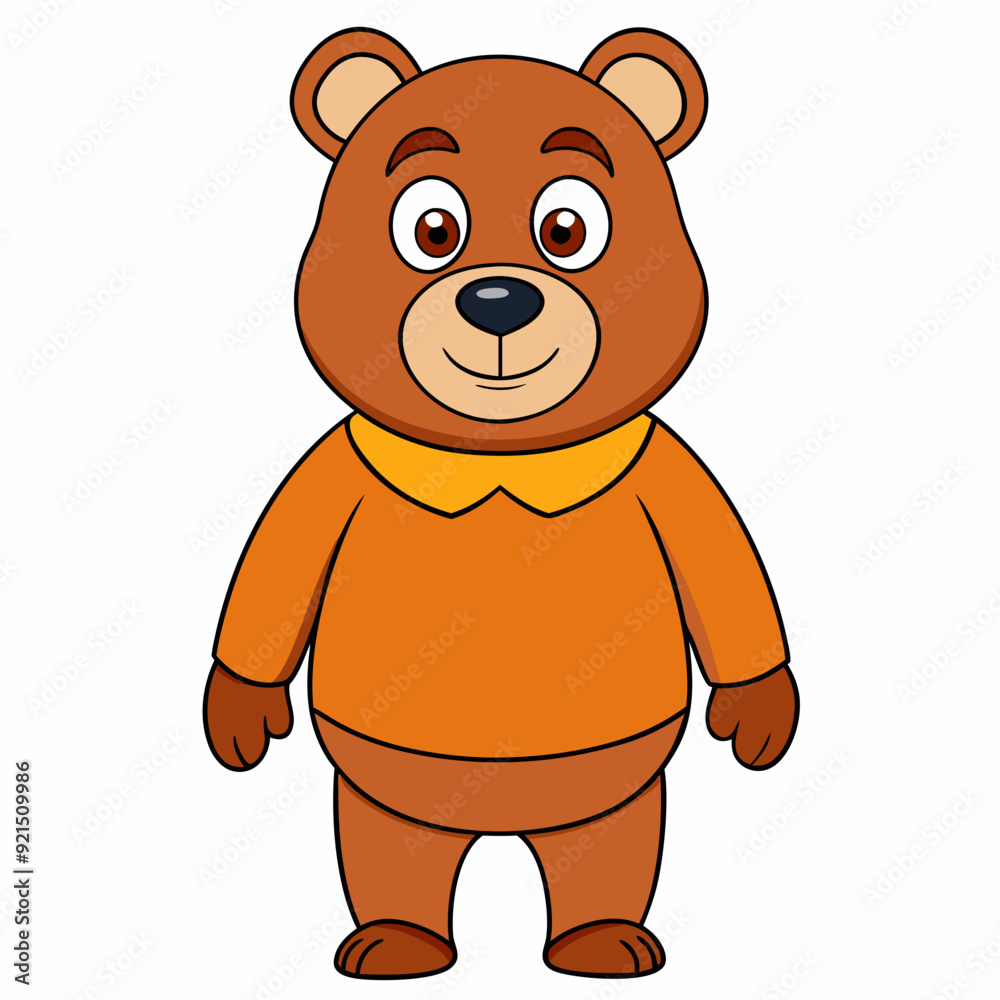 Obraz premium Bear isolated on white, bear vector illustration, Animal vector art, bear silhouette, teddy bear vector icon, brown bear cartoon line art, eps