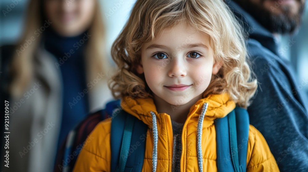 Close-Up of Proud Child in New School Clothes with Admiring Parents – A Joyful Family Moment Highlighting Preparation, Love, Friendship, and Care Close-Up of Proud Child in New School Clothes with Admiring Parents – A Joyful Family Moment Highlighting Preparation, Love, Friendship, and Care