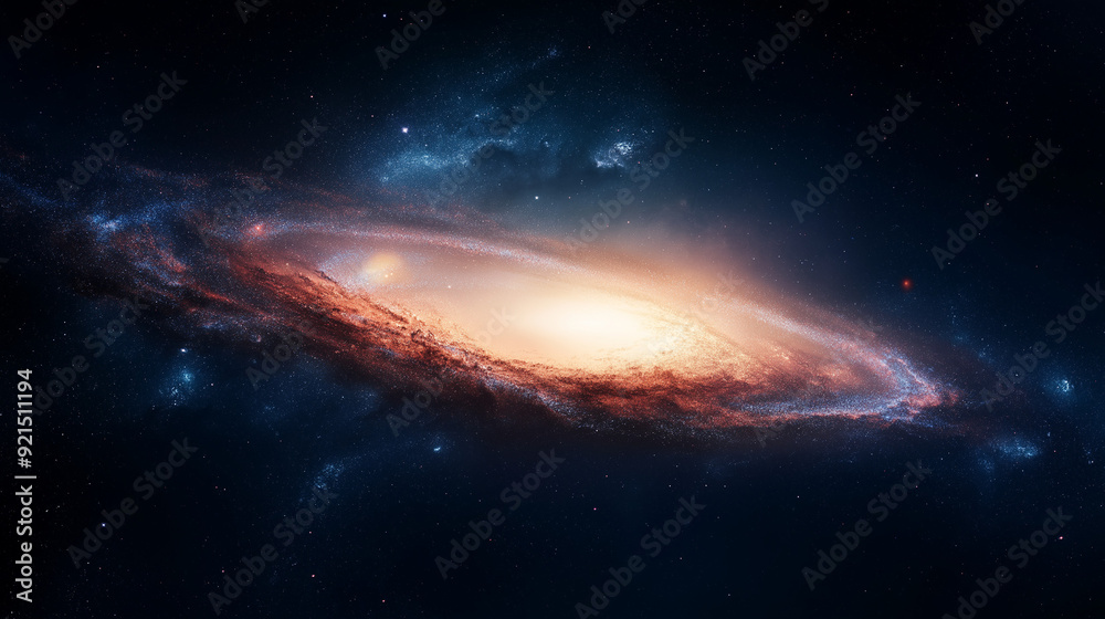 Fototapeta premium Red galaxy in deep space.High quality photo, Bright color, realistic.