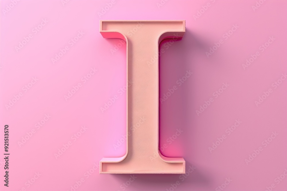 3D Letter I with Pink Gradient Background 3D Letter I with Pink Gradient Background
