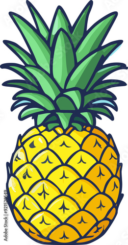 Floating pineapple cartoon vector icon Illustration. Food Object Icon Concept.