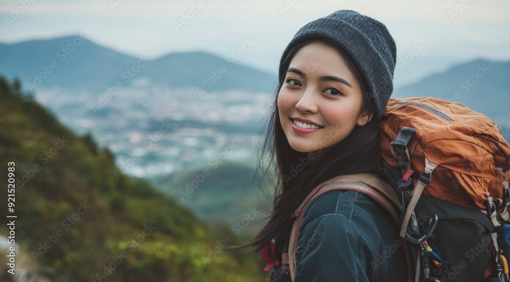 young woman at mountain young woman at mountain