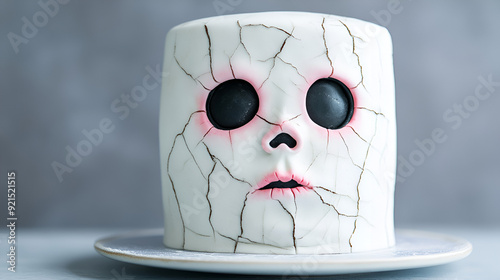 Spooky Doll Cake for Halloween - Creepy Dessert with Crackled Fondant photo