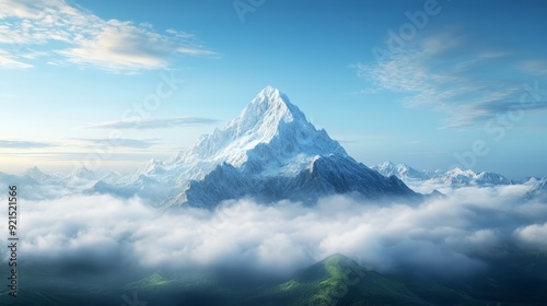 Wallpaper Mural Majestic snow-covered mountain peak above clouds Torontodigital.ca
