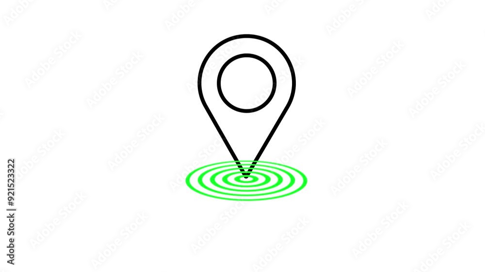 Location icon animation is a small, round symbol resembling a map pin with a pointed bottom. Typically colored red or blue, it represents a specific place or address on digital maps or GPS systems.