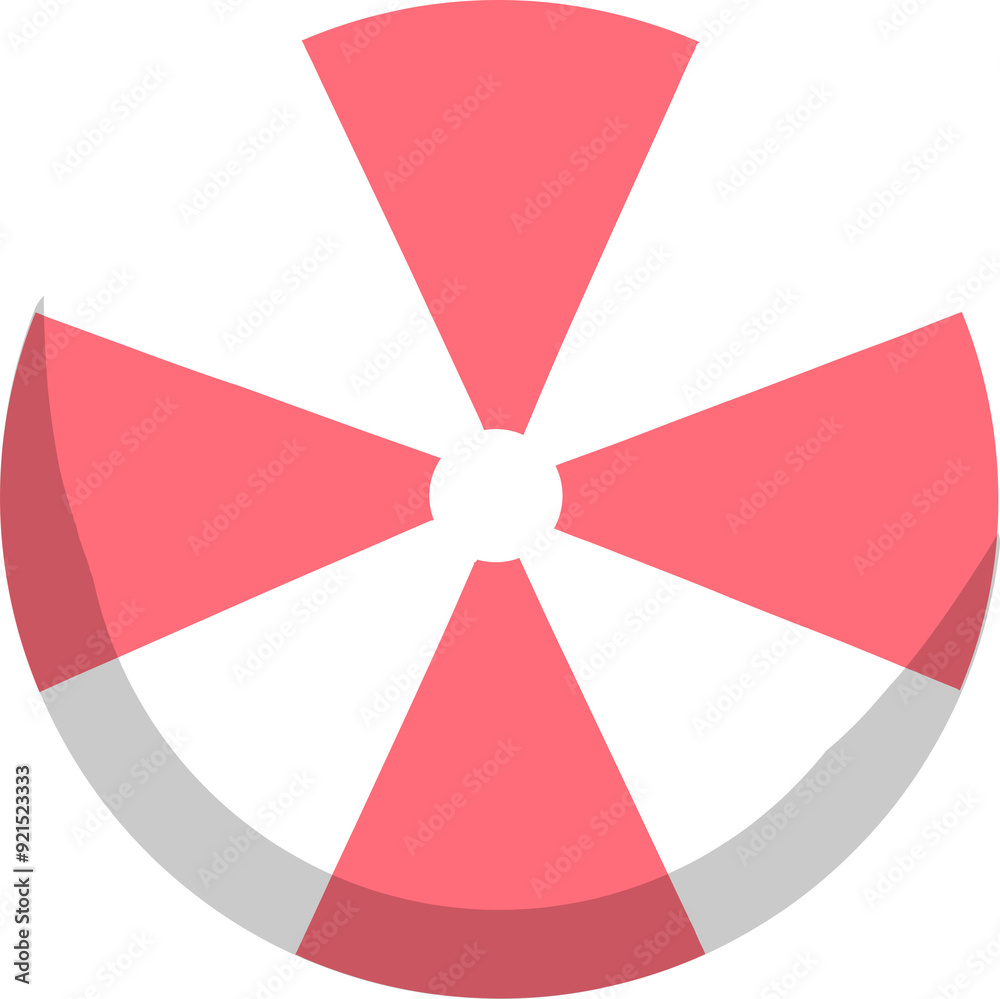Obraz premium Pink Beachball Bliss: A minimalist vector illustration of a classic beachball, radiating summer vibes with its vibrant pink and white segments, perfect for vacation and leisure themes. 