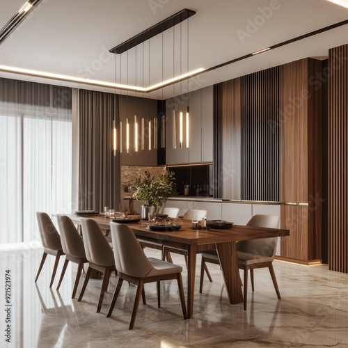 Modern Dining Room with Wooden Accents