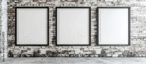 Wallpaper Mural Three Blank Frames on Brick Wall Torontodigital.ca