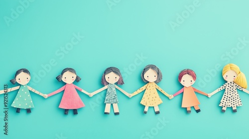 paper chain of dolls connected at the hands symbolizing unity and togetherness in friendship