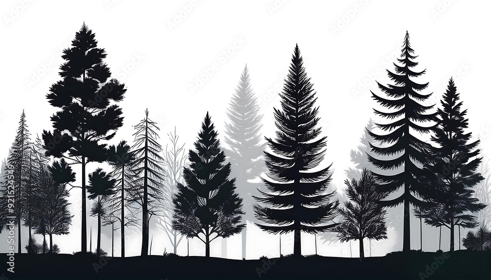 Obraz premium silhouette of abstract pine trees illustration