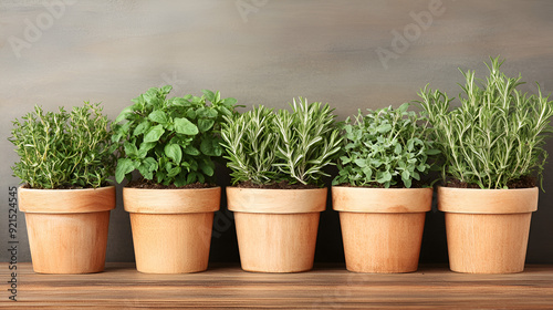 Fresh Herbs in Wooden Pots - Perfect for Kitchen Decor