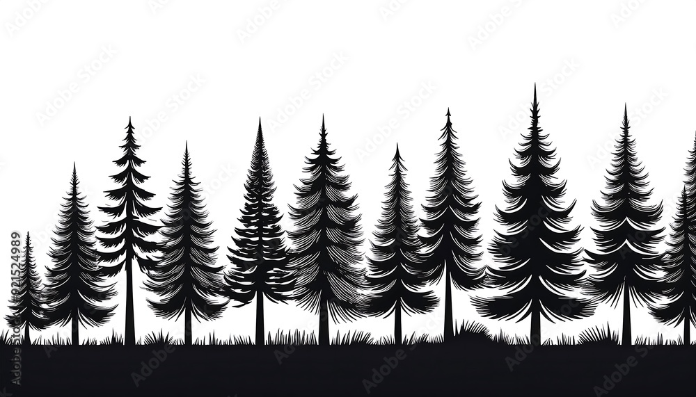 Obraz premium silhouette of abstract pine trees illustration