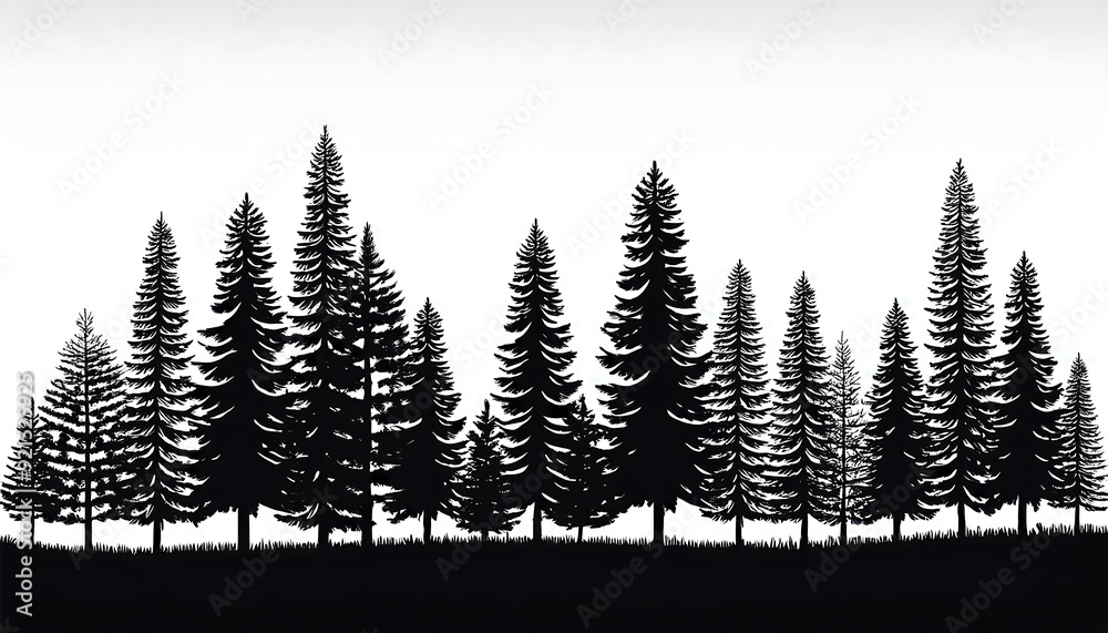 Obraz premium silhouette of abstract pine trees illustration