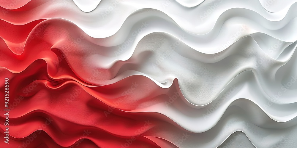 Fototapeta premium Abstract red and white wave background.