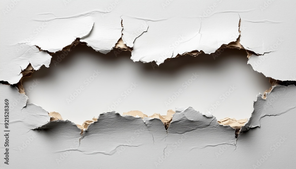 Torn Paper with a Hole Revealing White Background Torn Paper with a Hole Revealing White Background