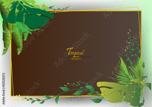 Tropical leafs template with dark background,Nature template,green vector background,EPS.10