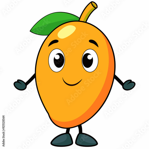 Mango isolated on white, Mango vector illustration, food vector art, Mango silhouette,  Orange fruit vector icon, mango fruit cartoon line art, eps