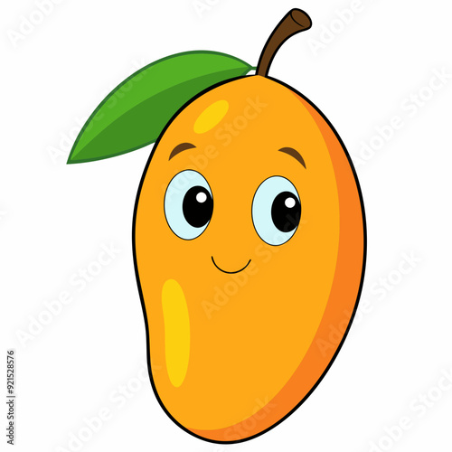 Mango isolated on white, Mango vector illustration, food vector art, Mango silhouette,  Orange fruit vector icon, mango fruit cartoon line art, eps