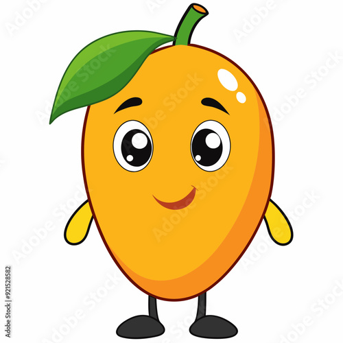Mango isolated on white, Mango vector illustration, food vector art, Mango silhouette,  Orange fruit vector icon, mango fruit cartoon line art, eps