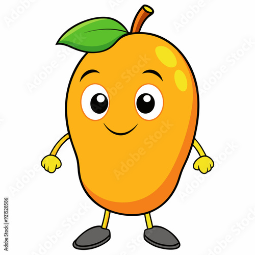 Mango isolated on white, Mango vector illustration, food vector art, Mango silhouette,  Orange fruit vector icon, mango fruit cartoon line art, eps