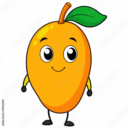 Mango isolated on white, Mango vector illustration, food vector art, Mango silhouette,  Orange fruit vector icon, mango fruit cartoon line art, eps