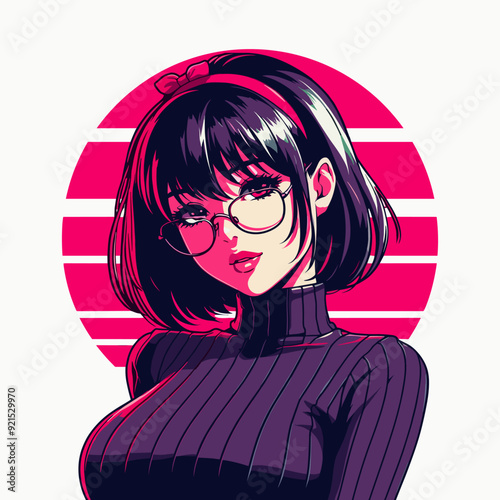 lofi nostalgia, anime girl 90's aesthetics