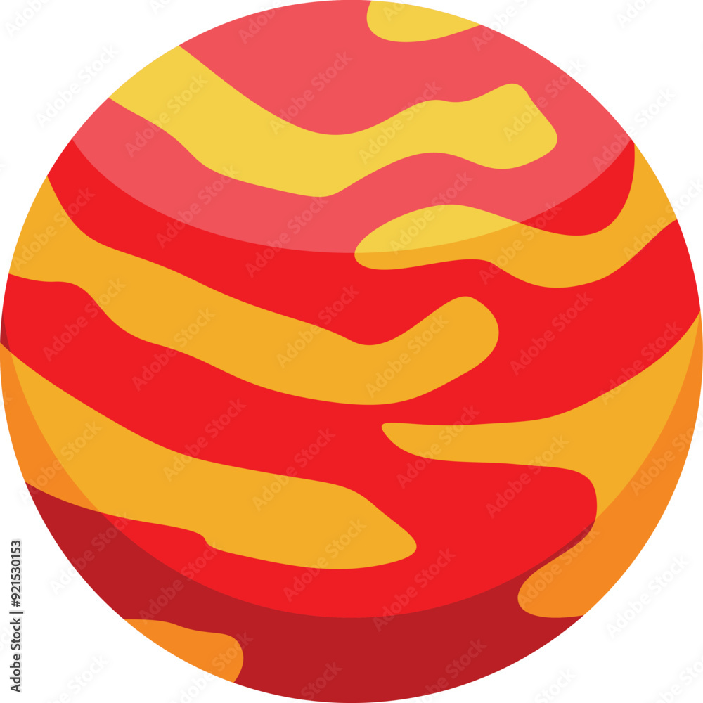 Simple vector illustration of a red and yellow planet rotating in space Simple vector illustration of a red and yellow planet rotating in space