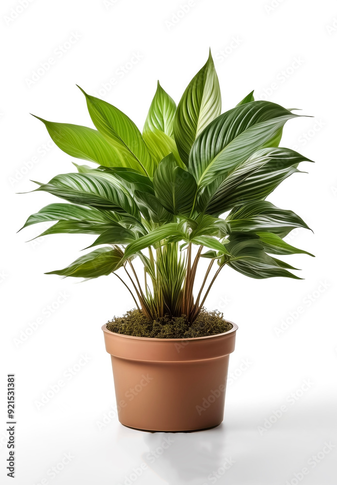 chamadorea plant in a pot isolated on white background chamadorea plant in a pot isolated on white background