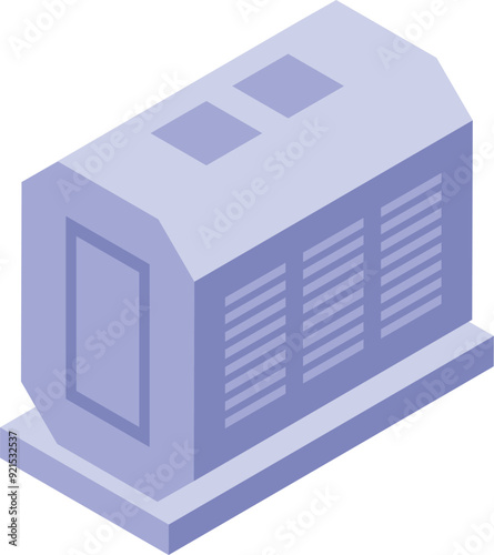 Power generator converting mechanical energy into electrical energy, isometric vector illustration