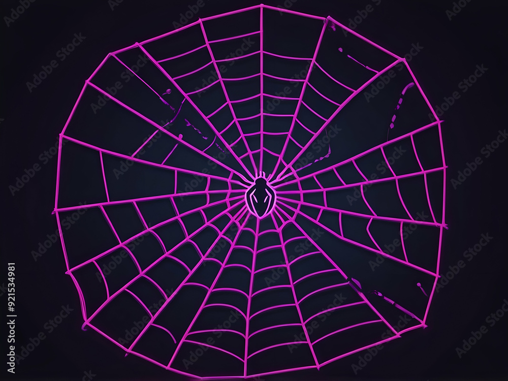 Obraz premium abstract neon Spider web neon icon. Simple icon Elements Halloween