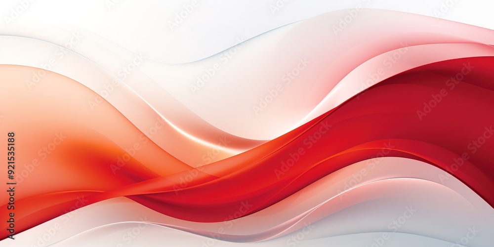 Naklejka premium Abstract red and white waves background.
