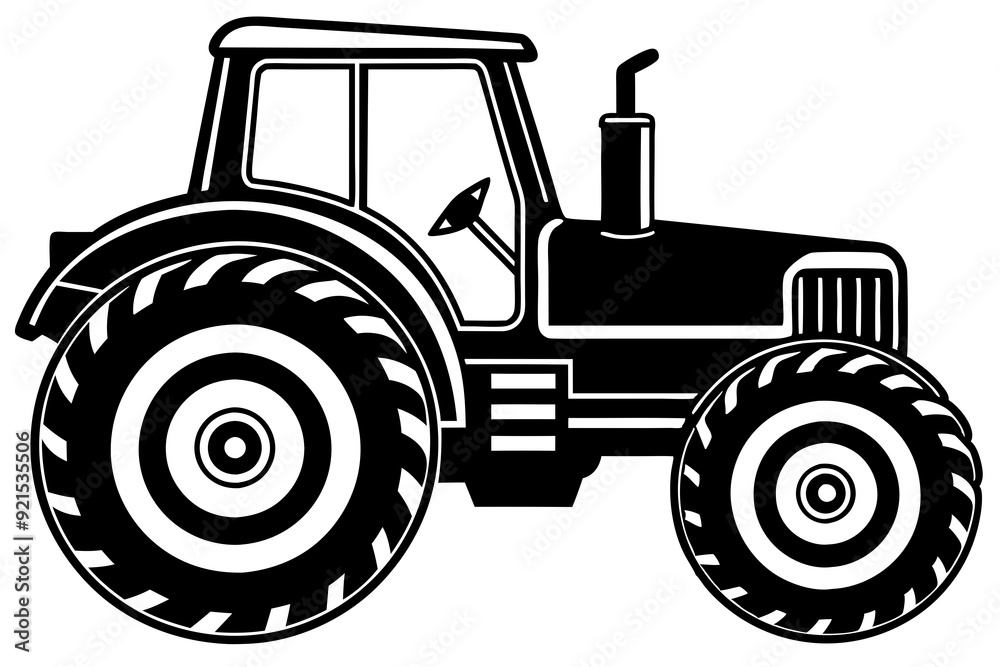 Obraz premium Tractor icon, tractor vector silhouette, truck, lorry, harvester, pickup, car symbol.