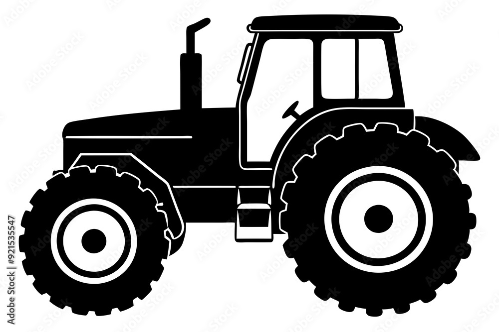 Obraz premium Tractor icon, tractor vector silhouette, truck, lorry, harvester, pickup, car symbol.