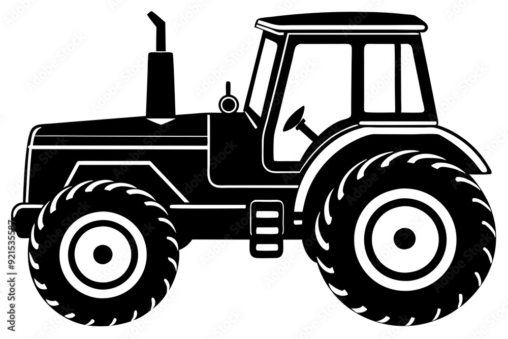 Obraz premium Tractor icon, tractor vector silhouette, truck, lorry, harvester, pickup, car symbol.