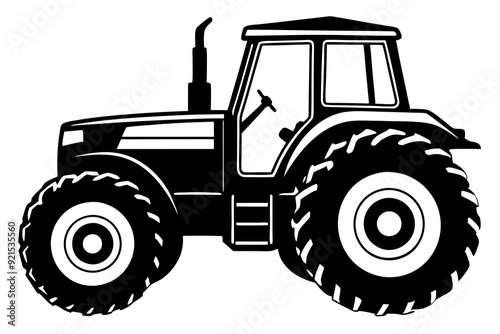  Tractor icon, tractor vector silhouette, truck, lorry, harvester, pickup, car symbol.