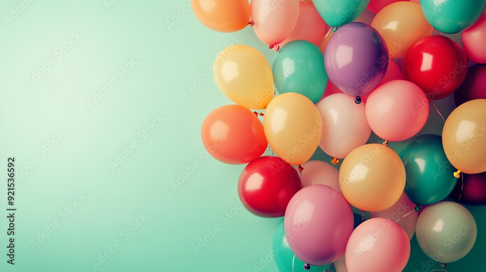 custom made wallpaper toronto digitalFestive Arrangement of Balloons in Vibrant Colors on a Pastel Gradient Backdrop, Joyful and Cheerful Atmosphere