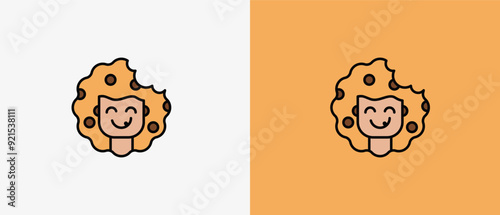 Logo Cookies Combined with Happy Afro Man, Cookies Mascout, Smile Man with Coookies hair, Food biscuit Logo. Editable file