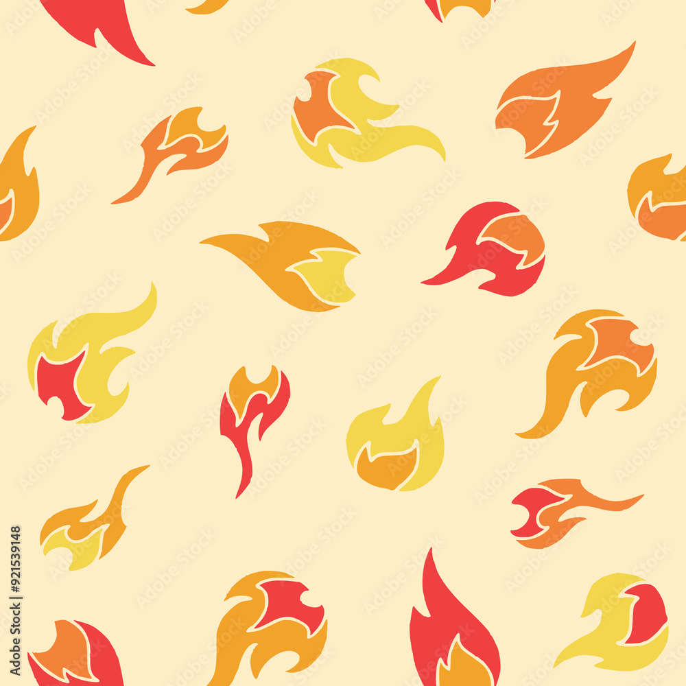 Bunch of Fire Vector Seamless Pattern illustration Design