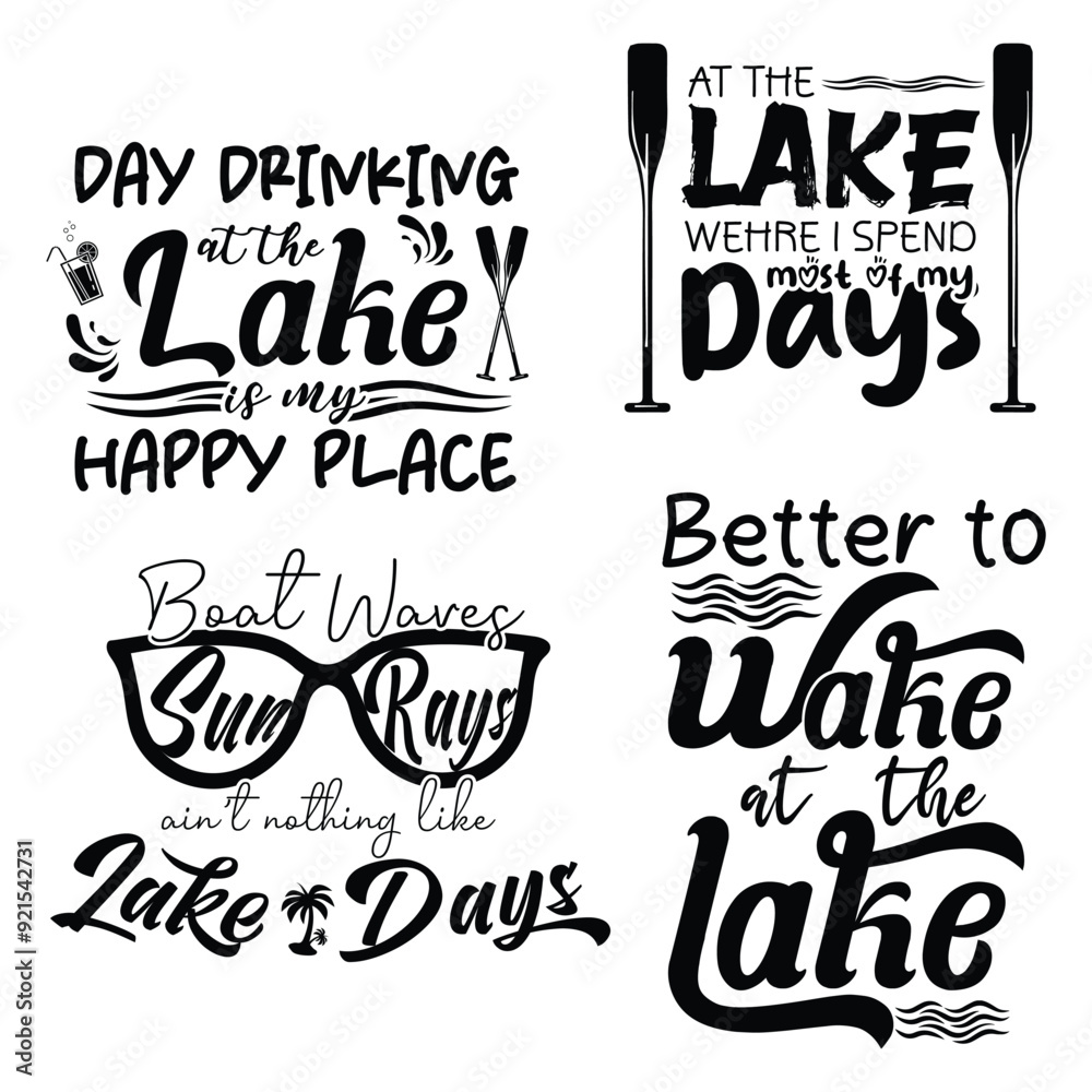 Fototapeta premium Lake Quotes Design Set