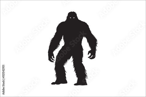 Bigfoot silhouettes and bigfoot vector concept illustration.
Bigfoot silhouette on white background.