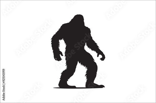 Bigfoot silhouettes and bigfoot vector concept illustration.
Bigfoot silhouette on white background.