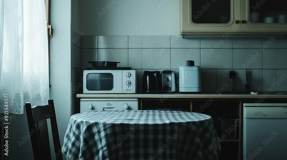 A small kitchen with white walls interior design