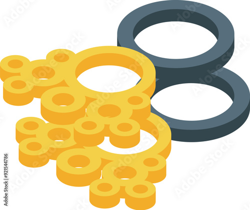 Chemical chain reaction showing yellow and grey molecules, scientific or educational representation of atoms bonding