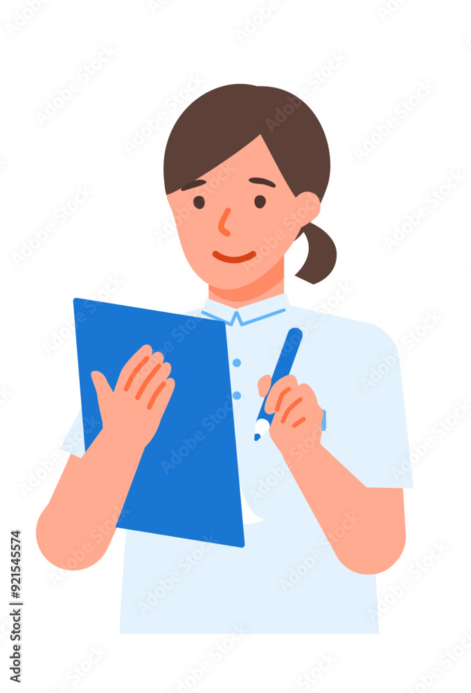 Working Woman. Concept for Problem Solving. Woman cartoon character. People face profiles avatars and icons. Close up image of Woman writing. Working Woman. Concept for Problem Solving. Woman cartoon character. People face profiles avatars and icons. Close up image of Woman writing.