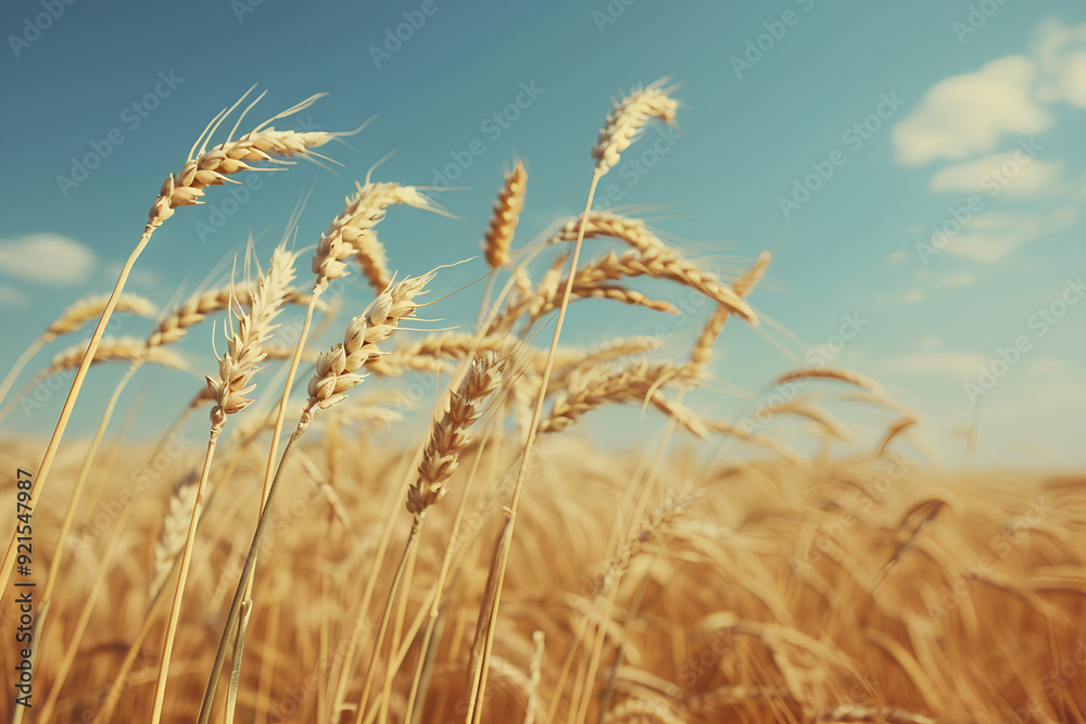 Golden Wheat Field on a Sunny Day – Harvest Season. Agricultural Abundance Under the Bright Sunlight. Generative AI. Golden Wheat Field on a Sunny Day – Harvest Season. Agricultural Abundance Under the Bright Sunlight. Generative AI.