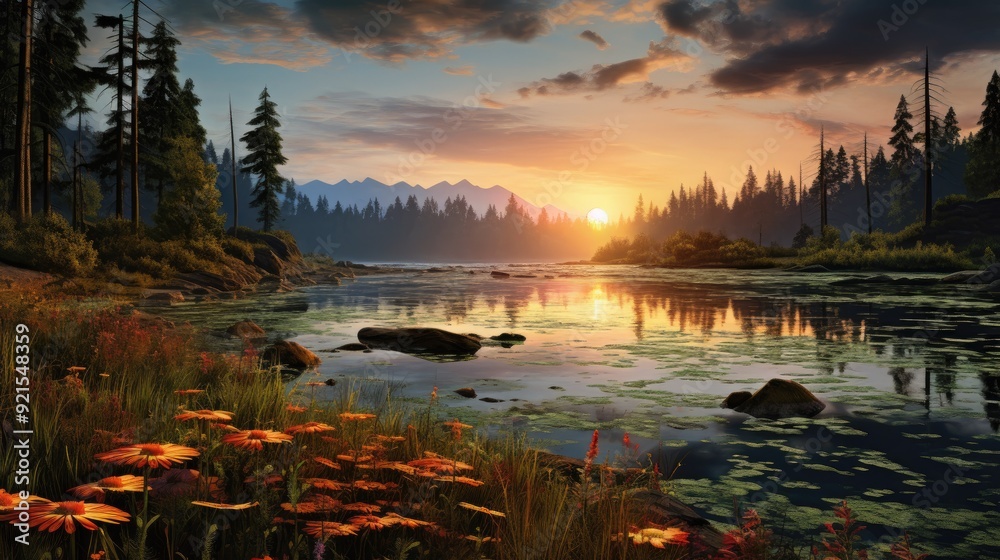Obraz premium beautiful nature landscape panoramic photo
