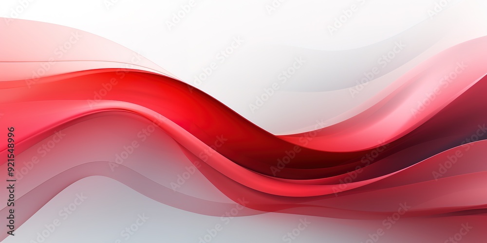 Abstract red wave background with white gradient.