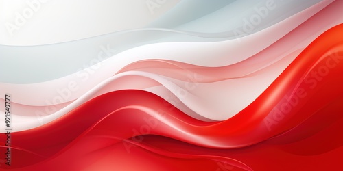 Abstract red, white, and grey flowing curves.