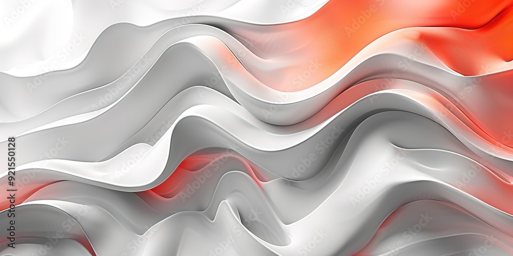 Abstract white and red 3D wavy background. Abstract white and red 3D wavy background.